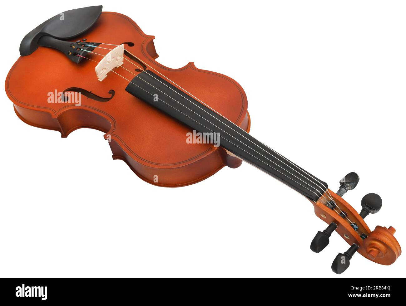 Instrument de musique violon en bois isolé Banque D'Images