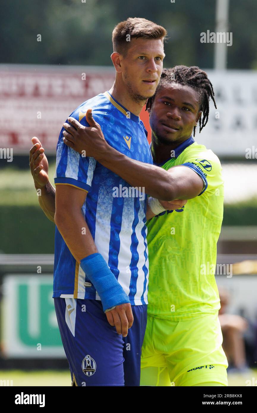 Axel, pays-Bas. 08 juillet 2023. Cadeau de Gent Emmanuel Orban photographié lors d'un match amical de football entre KAA Gent et l'équipe croate de football Lokomotiva Zagreb, samedi 08 juillet 2023 à Axel, aux pays-Bas, en préparation de la prochaine saison 2023-2024. BELGA PHOTO KURT DESPLENTER crédit : Belga News Agency/Alamy Live News Banque D'Images