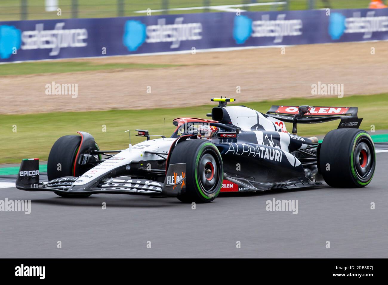 8 juillet 2023 : circuit de Silverstone, Northamptonshire, Angleterre : Formule 1 2023 Grand Prix de F1 britannique Aramco : Journée qualificative ; Yuki Tsunoda dans sa Scuderia Alpha Tauri Alpha Tauri-Honda RBPT AT04 lors de la FP3 Banque D'Images