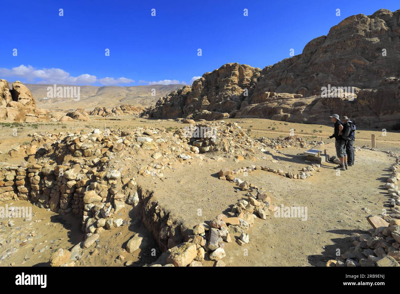 Le site archéologique néolithique du village de Bayda, près de Little Petra, Jordanie, Moyen-Orient Banque D'Images