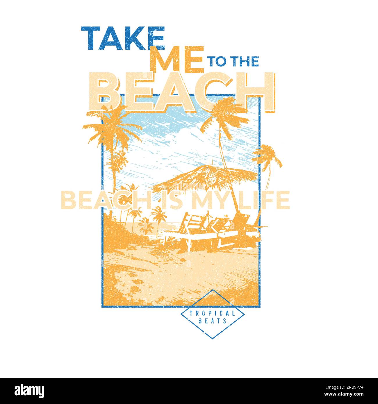 beach Palm arbre typographique illustration vectorielle t-shirt imprimé graphique affiche de conception Illustration de Vecteur
