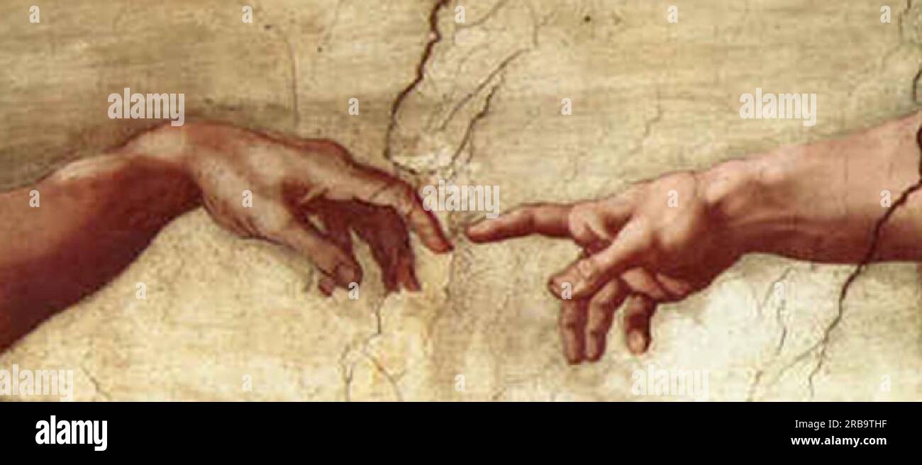 La création d'Adam (détail) 1512 par Michel-Ange Banque D'Images