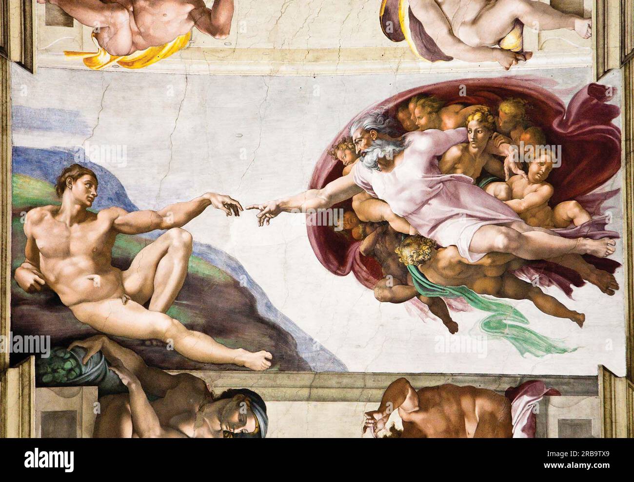 La création d'Adam 1512 par Michel-Ange Banque D'Images