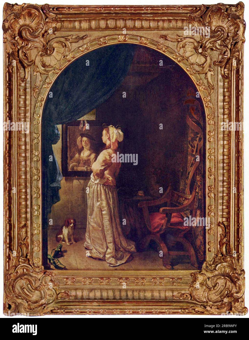 Lady in Front of a Mirror 1670 de Frans van Mieris l'ancien Banque D'Images