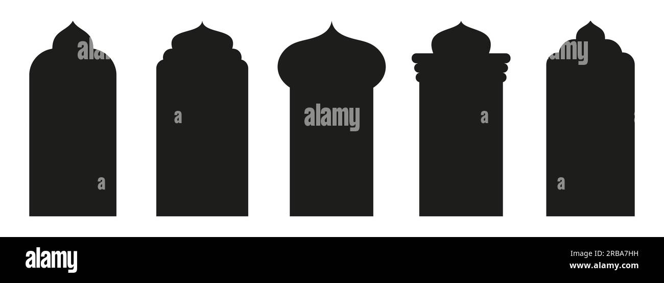 Silhouette de porte et de fenêtre islamique arc arabe. Collection de motifs de style oriental. Cadres en arabe de conception musulmane pour Ramadan Kareem Illustration de Vecteur