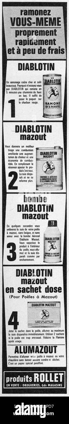 Publicité ROLLET huile Diablotin dans un magazine français 1965 Banque D'Images