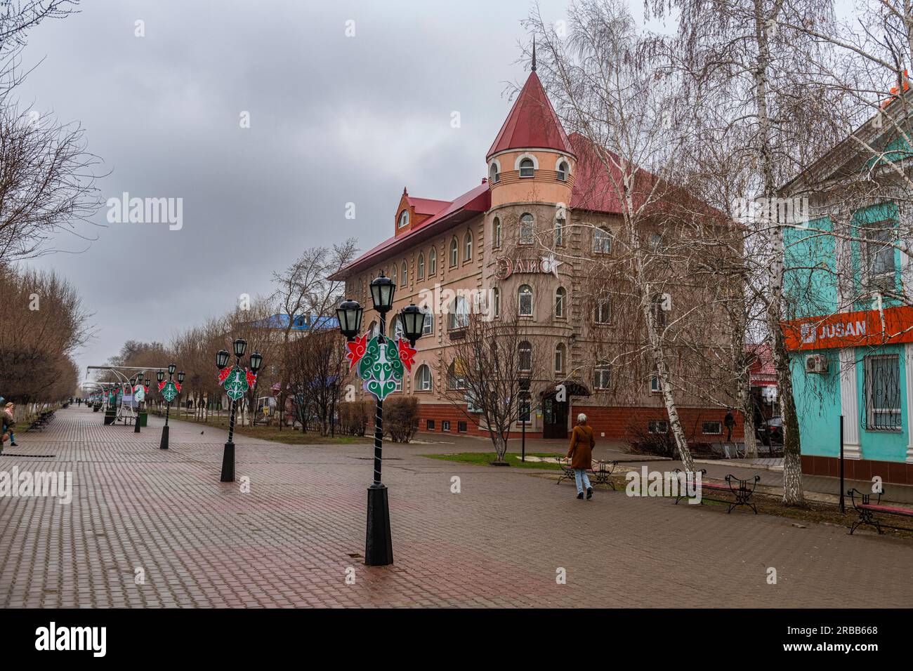 Zone piétonne à Uralsk, Kazakhstan Banque D'Images