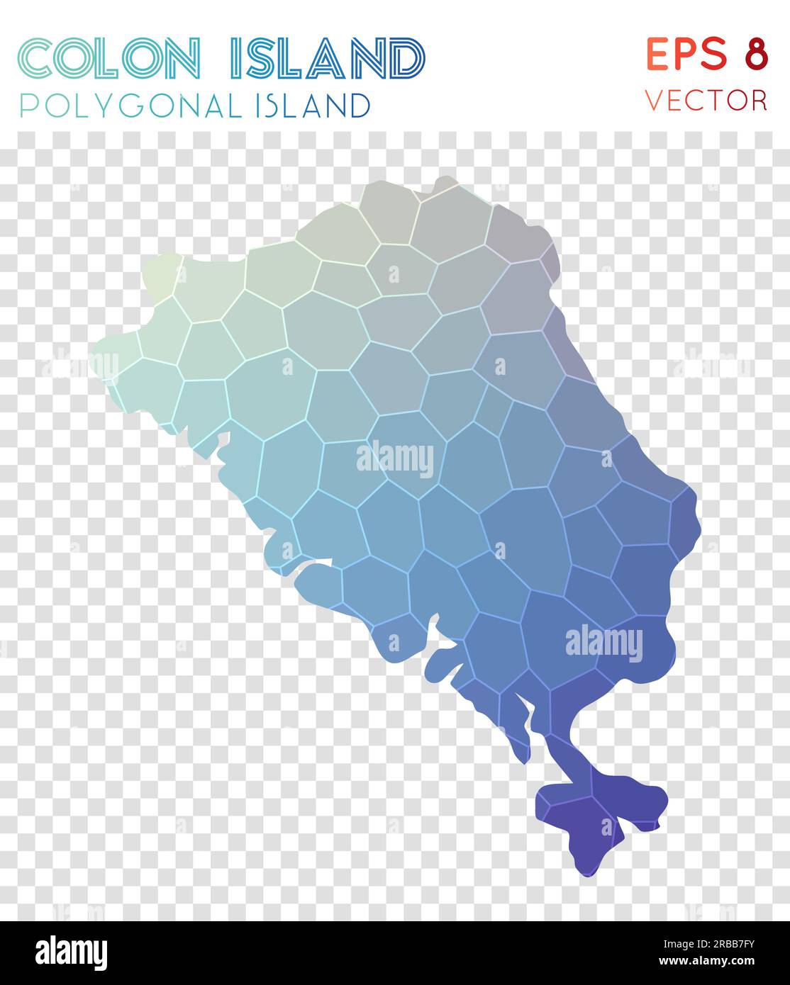 Carte polygonale de l'île du côlon, île de style mosaïque. Majestueux style bas poly, design moderne. Carte polygonale de l'île du côlon pour infographie ou présentation. Illustration de Vecteur