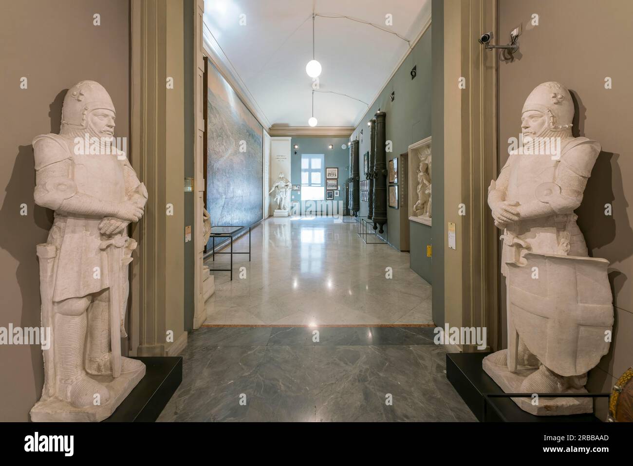 Sculptures de chevaliers devant la salle d'exposition, Palazzo Carignano, Museo Nazionale del Risorgimento, Turin, Piémont, Italie Banque D'Images