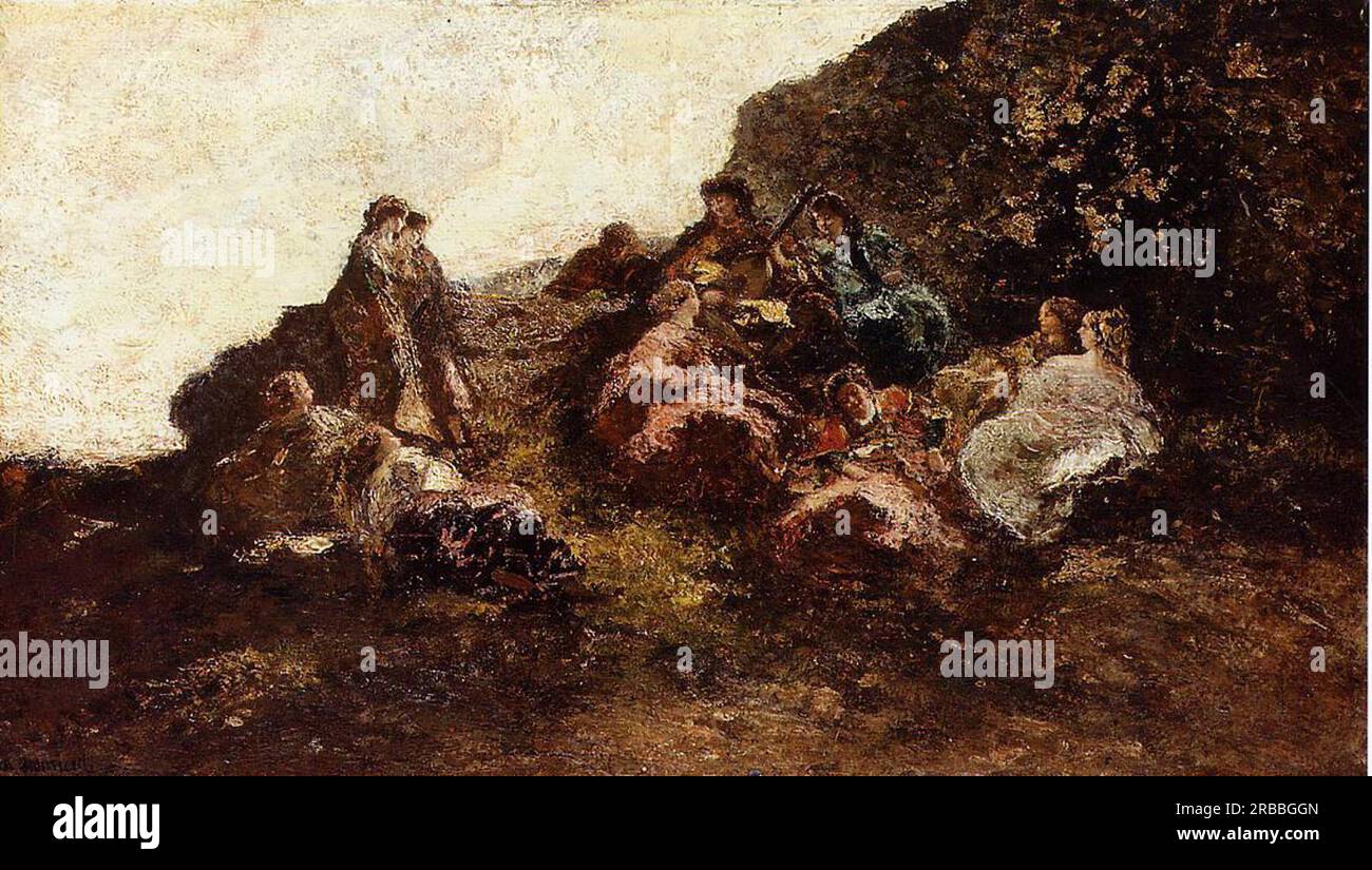 Rassemblement des femmes élégantes par Adolphe Joseph Thomas Monticelli Banque D'Images