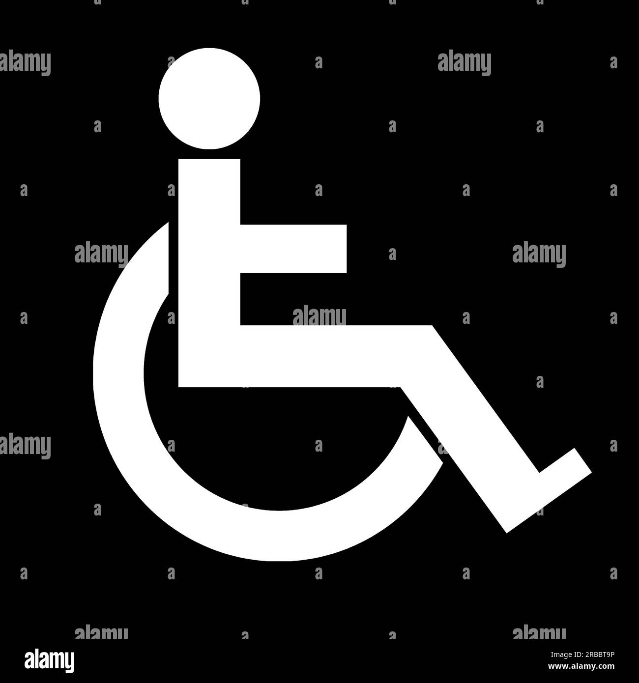 Inclusion du handicap. Illustration du symbole international d'accès sur fond noir Banque D'Images