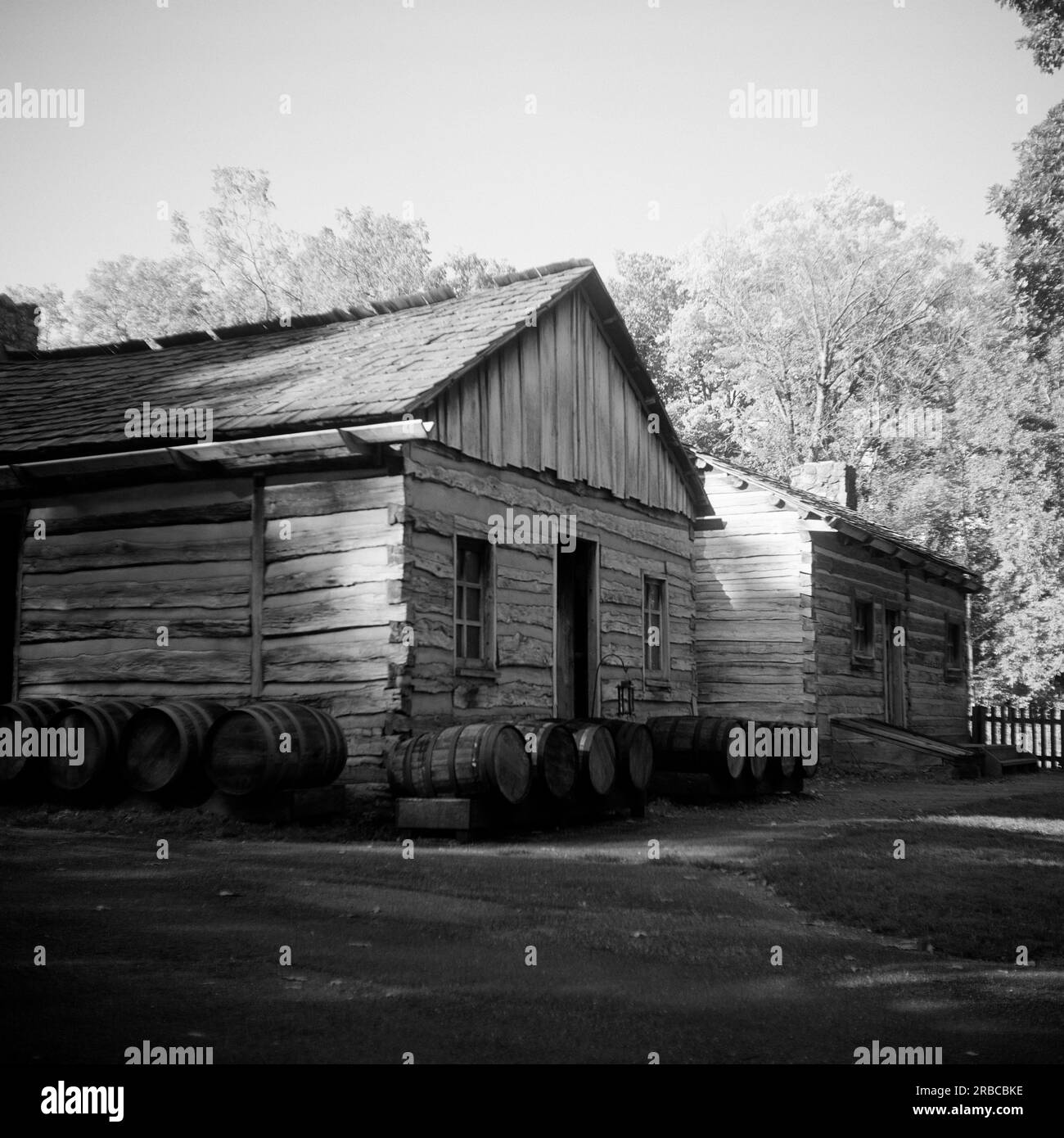 Onstott's Cooper Shop and Residence au site historique de l'État de New Salem (Lincoln's New Salem) dans l'Illinois - octobre 2022. film au format 120 - caméra pliante Banque D'Images