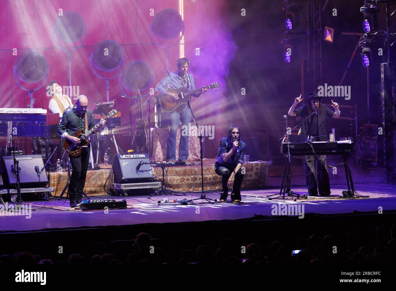 Baustelle en concert, le 08,2023 juillet au Pistoia Blues sur la Piazza Duomo Pistoia Banque D'Images