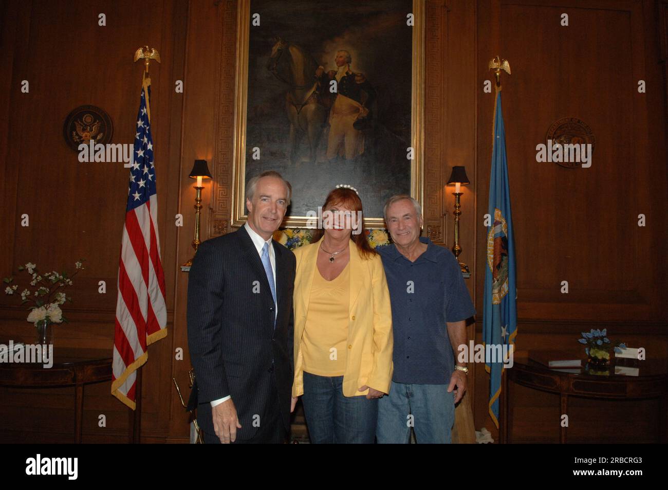 Le secrétaire Dirk Kempthorne reçoit la visite de Rusty Remberger et Gary Lasher au main Interior Banque D'Images