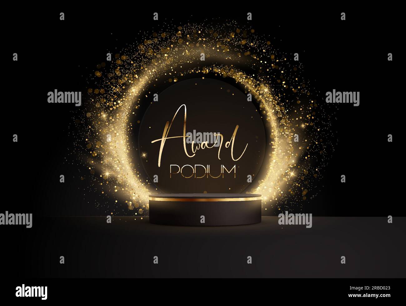 Cadre cercle or de couleur brillante abstraite et élément de design Podium Illustration de Vecteur