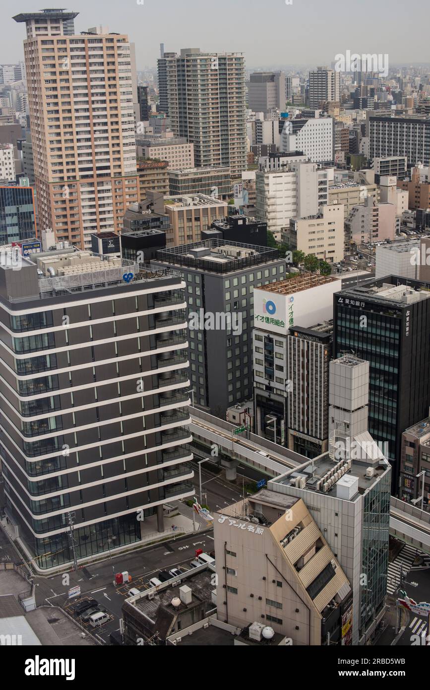 Vue plongeante de Nagoya, Japon Banque D'Images