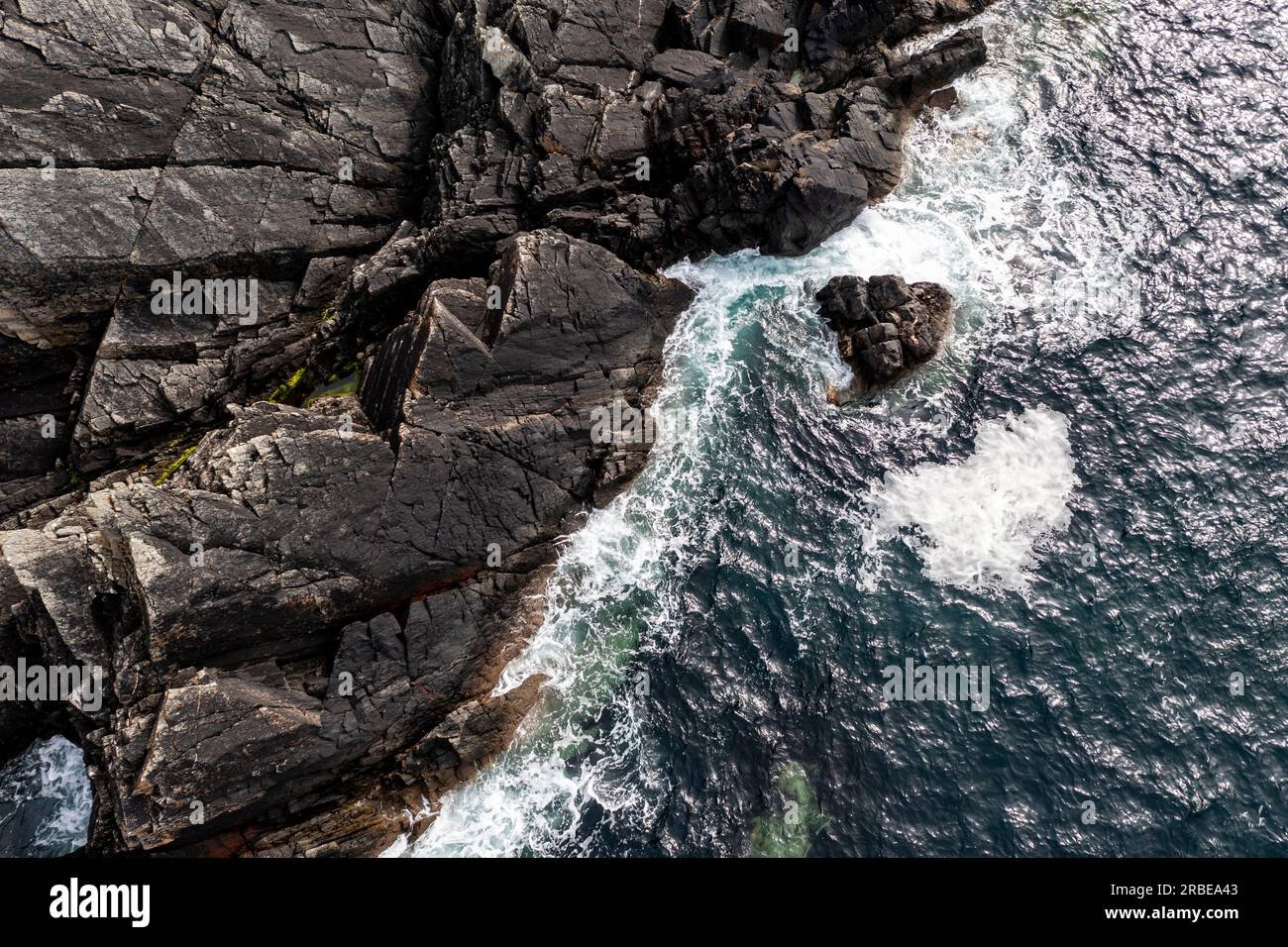 Vue aérienne de la côte à Malin Head en Irlande Banque D'Images