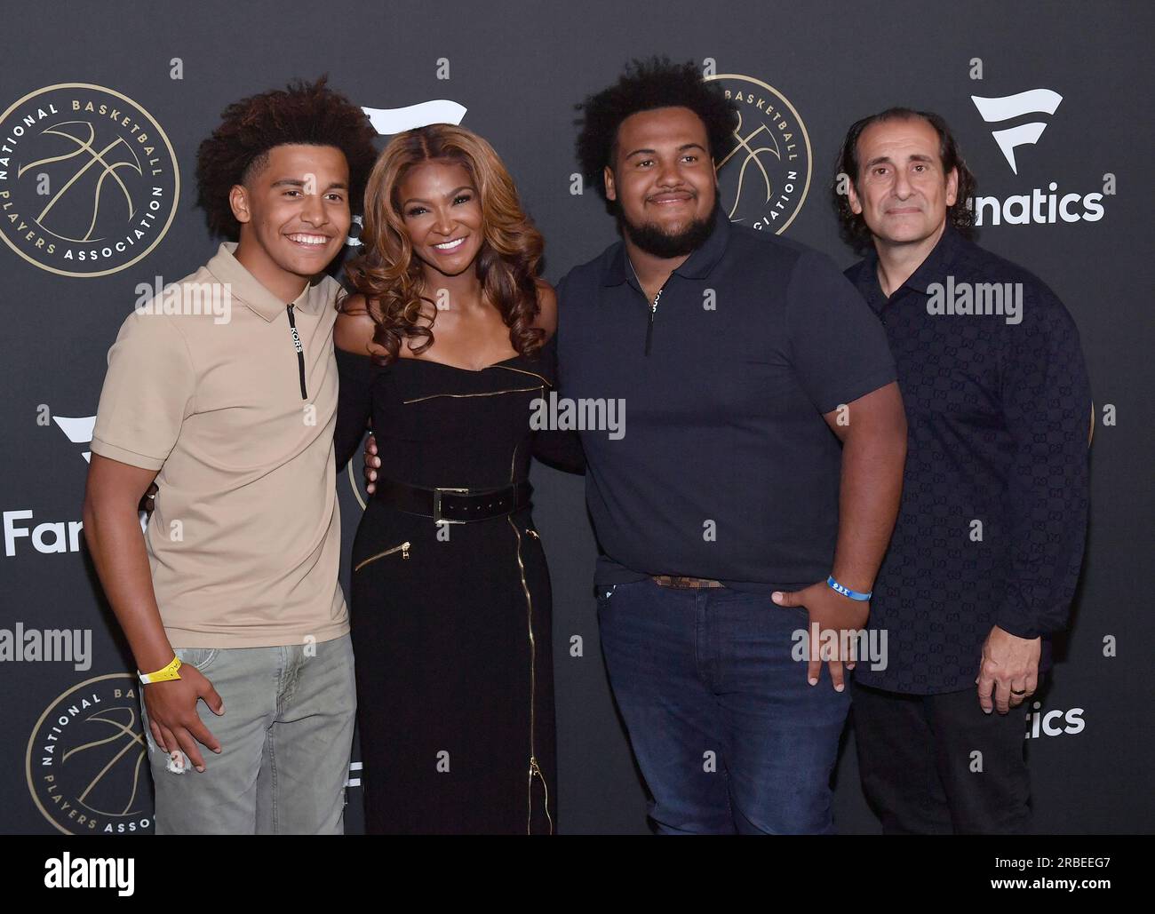 Las Vegas, États-Unis. 08 juillet 2023. (G-D) Reece Tremaglio, Tamika Tremaglio, Rocque Tremaglio et Gregory Tremaglio assistent à la Fanatics x NBPA Summer Players Party au TAO Nightclub à Las Vegas, Nevada, le 8 juillet 2023. (Photo de Bryan Steffy/Sipa USA) crédit : SIPA USA/Alamy Live News Banque D'Images