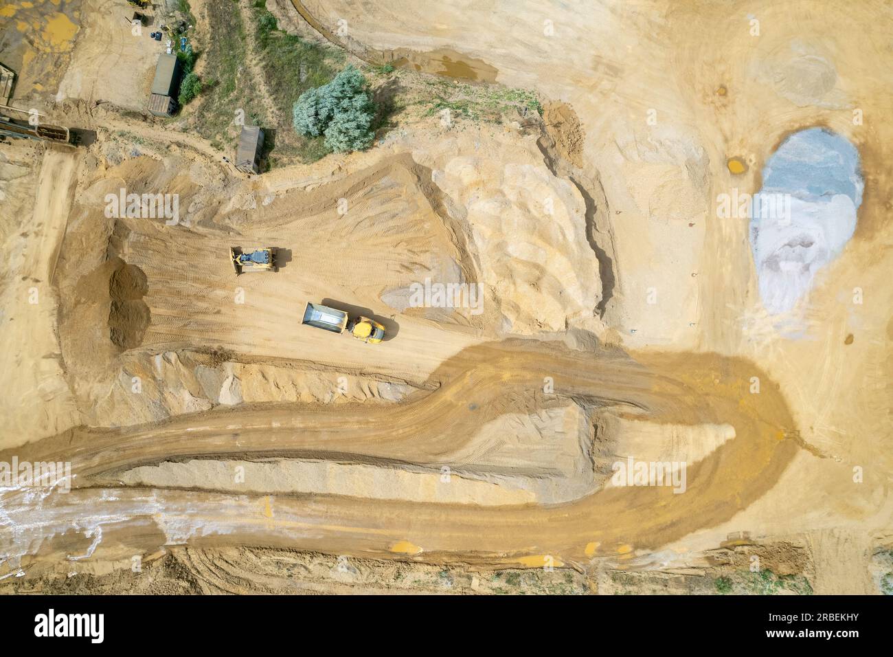 Site d'extraction de sable et de gravier près de Peterborough, Royaume-Uni. Banque D'Images