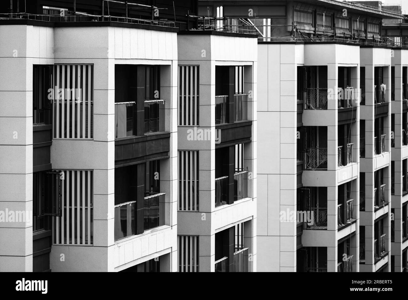 La ville d'affaires de Chengdu en noir et blanc. Banque D'Images