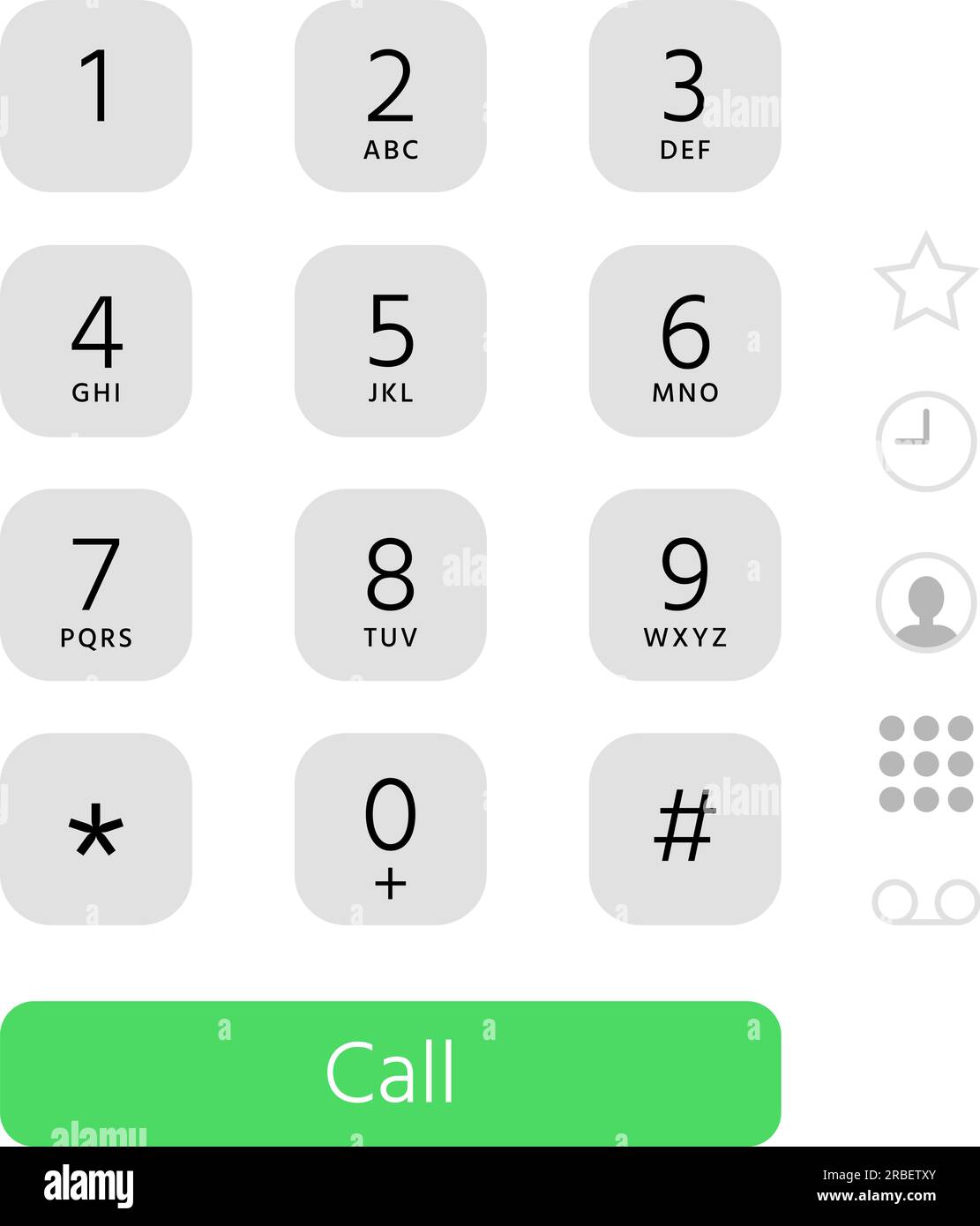 Clavier de numérotation. Interface clavier de numéro de téléphone tactile  inspirée par Apple iphone ios dialer. Pavé numérique pour appeler des  numéros, un clavier tactile ou Smart Image Vectorielle Stock - Alamy