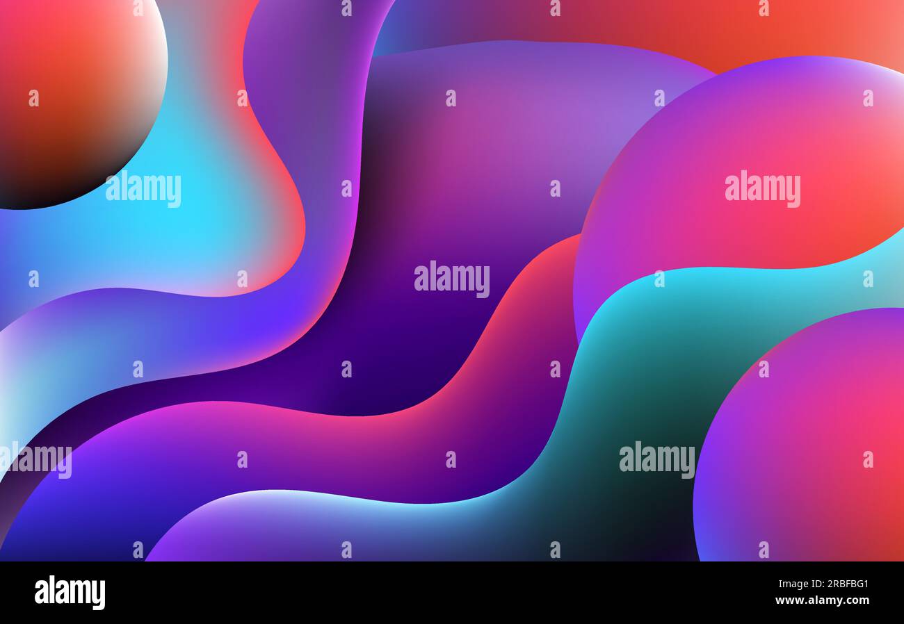 Bannières colorées futuristes abstraites d'art de ton mystérieux. Dessin à main libre pour fond de forme flexible. illustration Illustration de Vecteur
