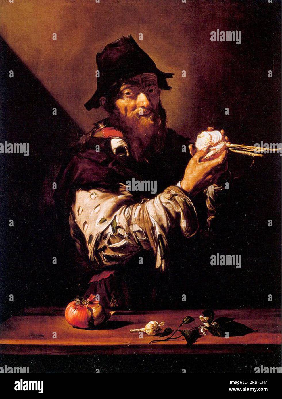 Portrait d'un vieil homme avec un oignon 1615 ; Naples, Italie par Jusepe de Ribera Banque D'Images