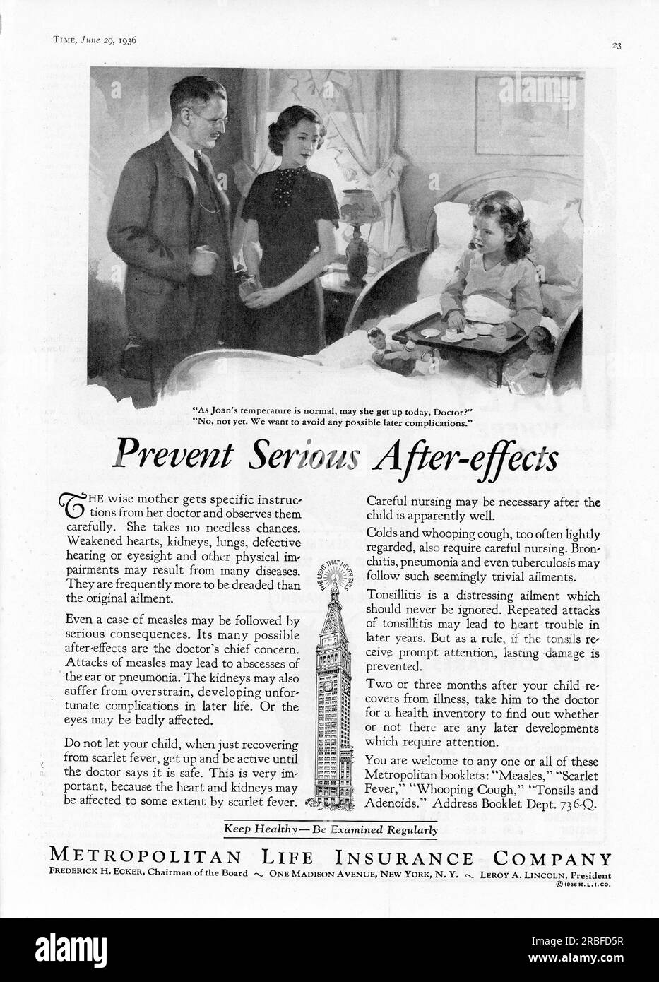 Vintage Time Magazine 29 juin 1936 publication publicitaire, États-Unis Banque D'Images