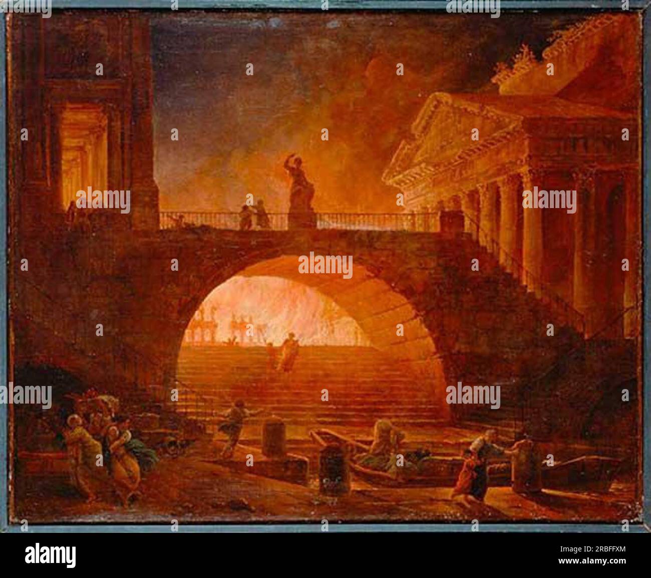 L'incendie de Rome, 18 juillet 64 AD 1785 par Hubert Robert Banque D'Images