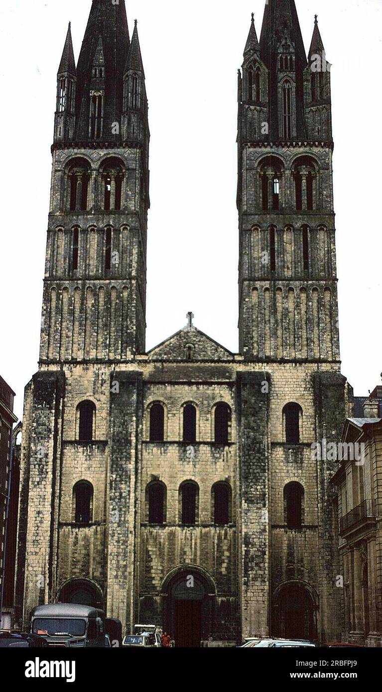 Abbaye de Saint Étienne, Caen, France 1063 par Architecture romane Banque D'Images