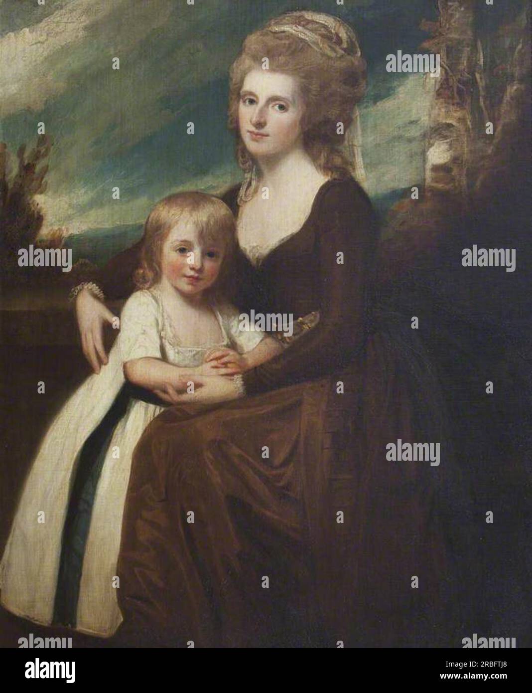 Frances Bankes (1756-1847), Lady Brownlow, avec son fils, l'honorable John Cust (1779-1853), plus tard 1e comte Brownlow, GCH, FRS, MP 1783 par George Romney Banque D'Images