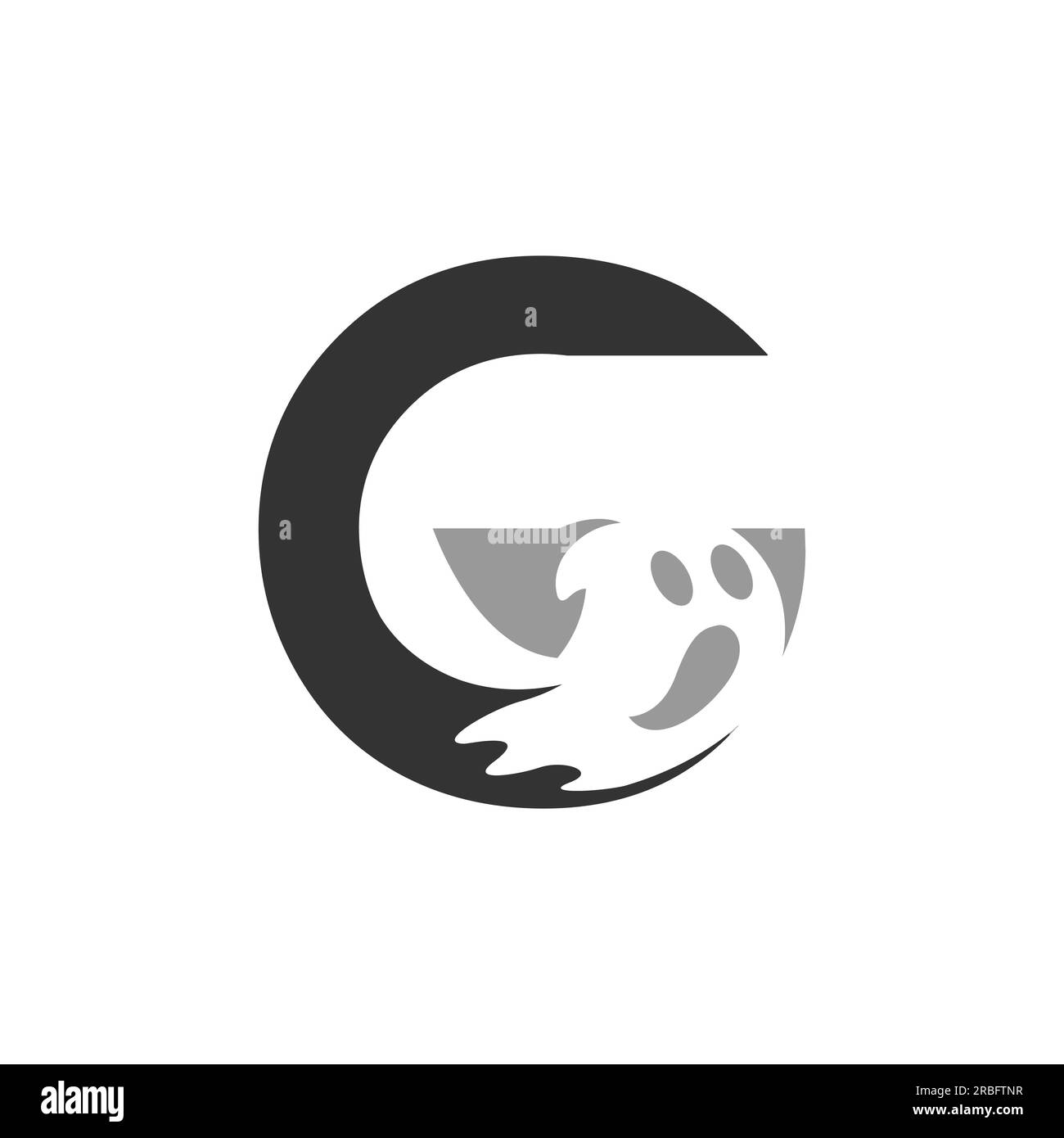 Lettre initiale G Ghost Silhouette Halloween Scary Cartoon icône Apps logo Design.EPS 10 Illustration de Vecteur