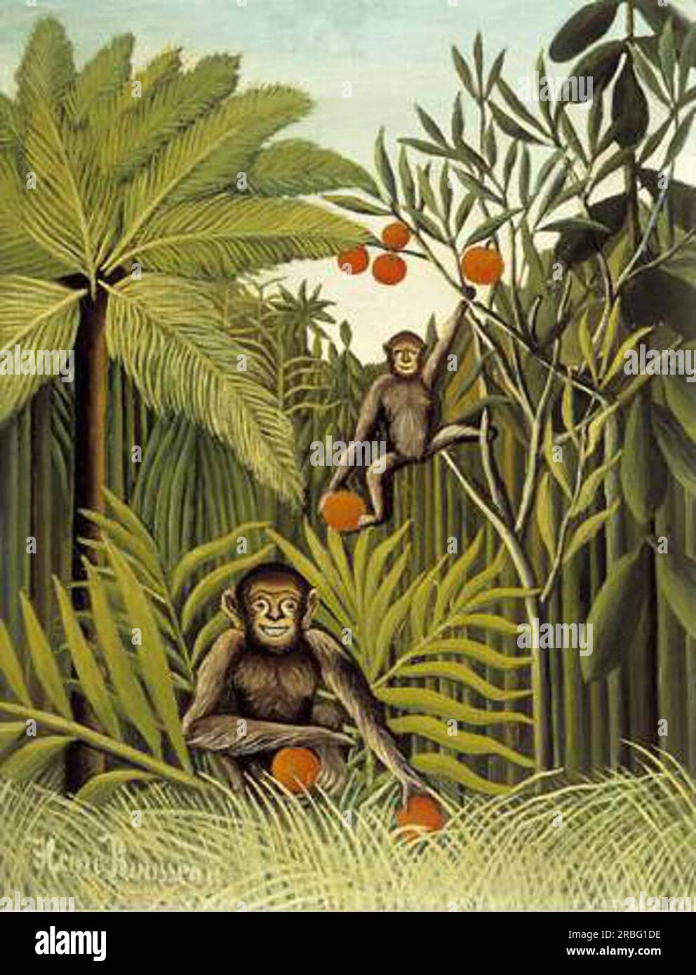 Les singes dans la Jungle 1909 par Henri Rousseau Banque D'Images