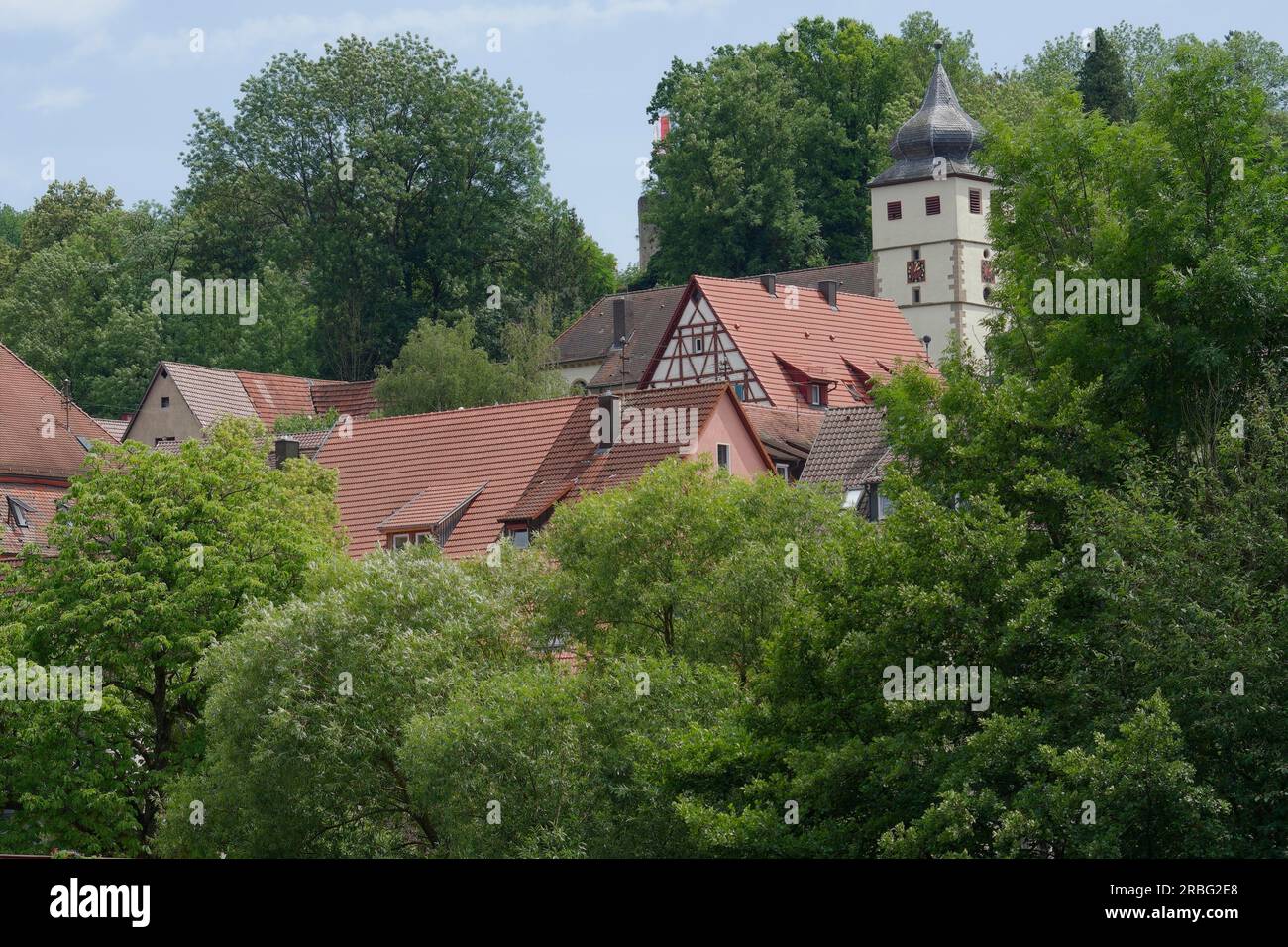 Vieille ville historique, lieu de naissance de la résistante Sophie Scholl (Rose Blanche), Forchtenberg, Kochertal, Hohenlohe, Heilbronn-Franken Banque D'Images