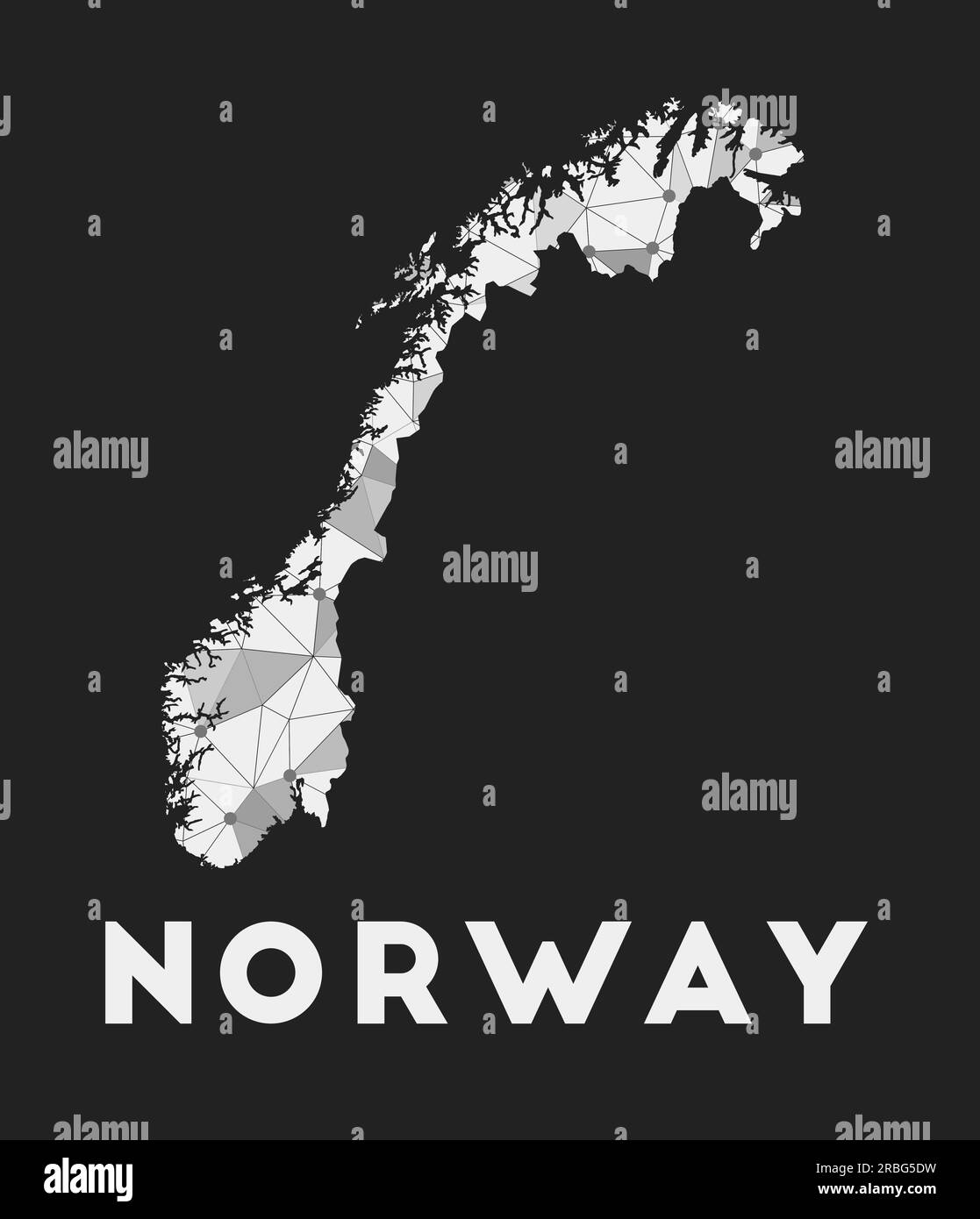 Norvège - carte du réseau de communication du pays. Design géométrique tendance de Norvège sur fond sombre. Technologie, Internet, réseau, télécommunication con Illustration de Vecteur