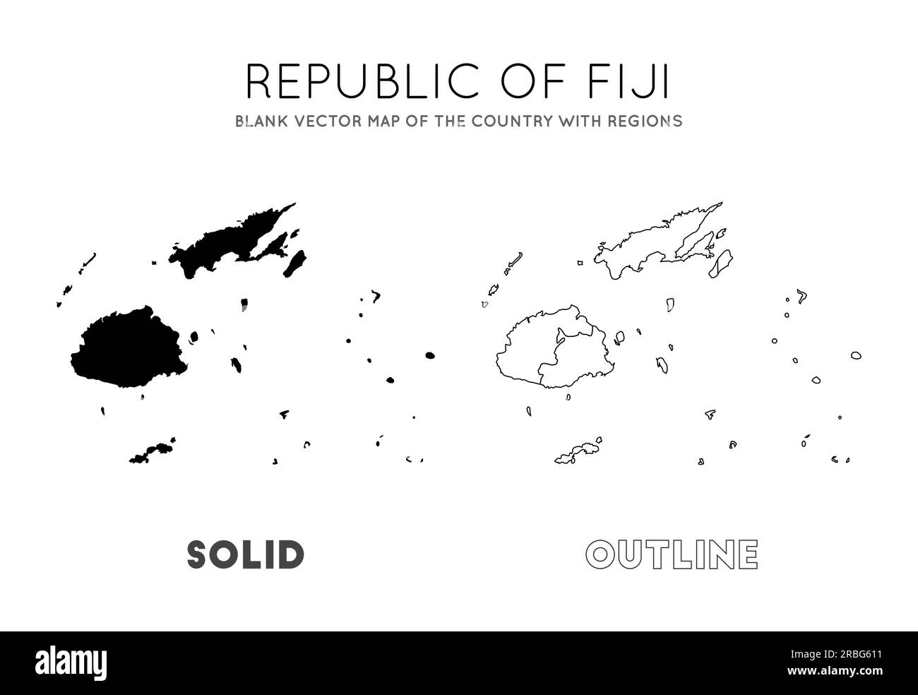 Carte Fidji. Carte vectorielle vierge du pays avec les régions. Frontières de Fidji pour votre infographie. Illustration vectorielle. Illustration de Vecteur