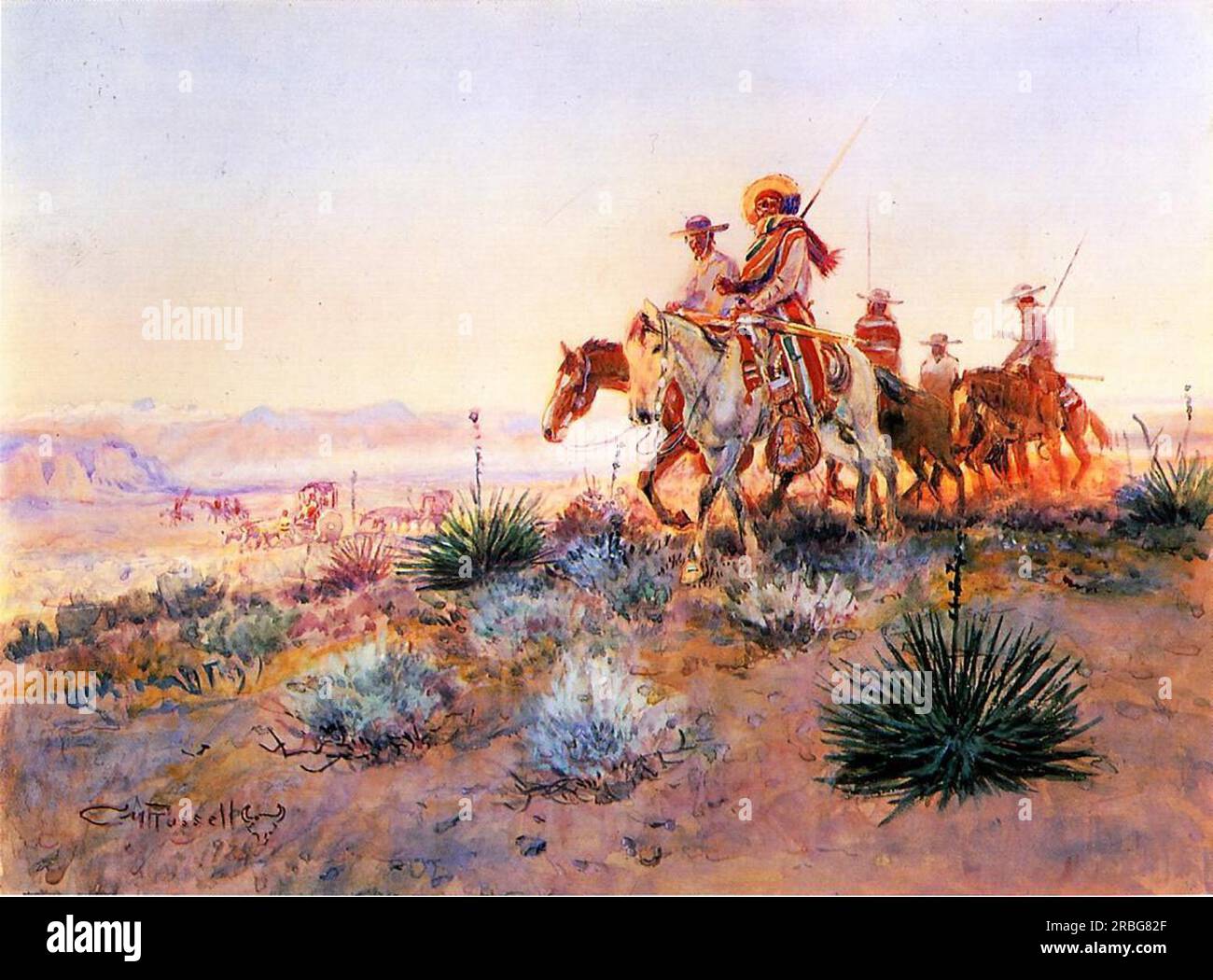 Mexican Buffalo Hunters 1924 par Charles M. Russell Banque D'Images