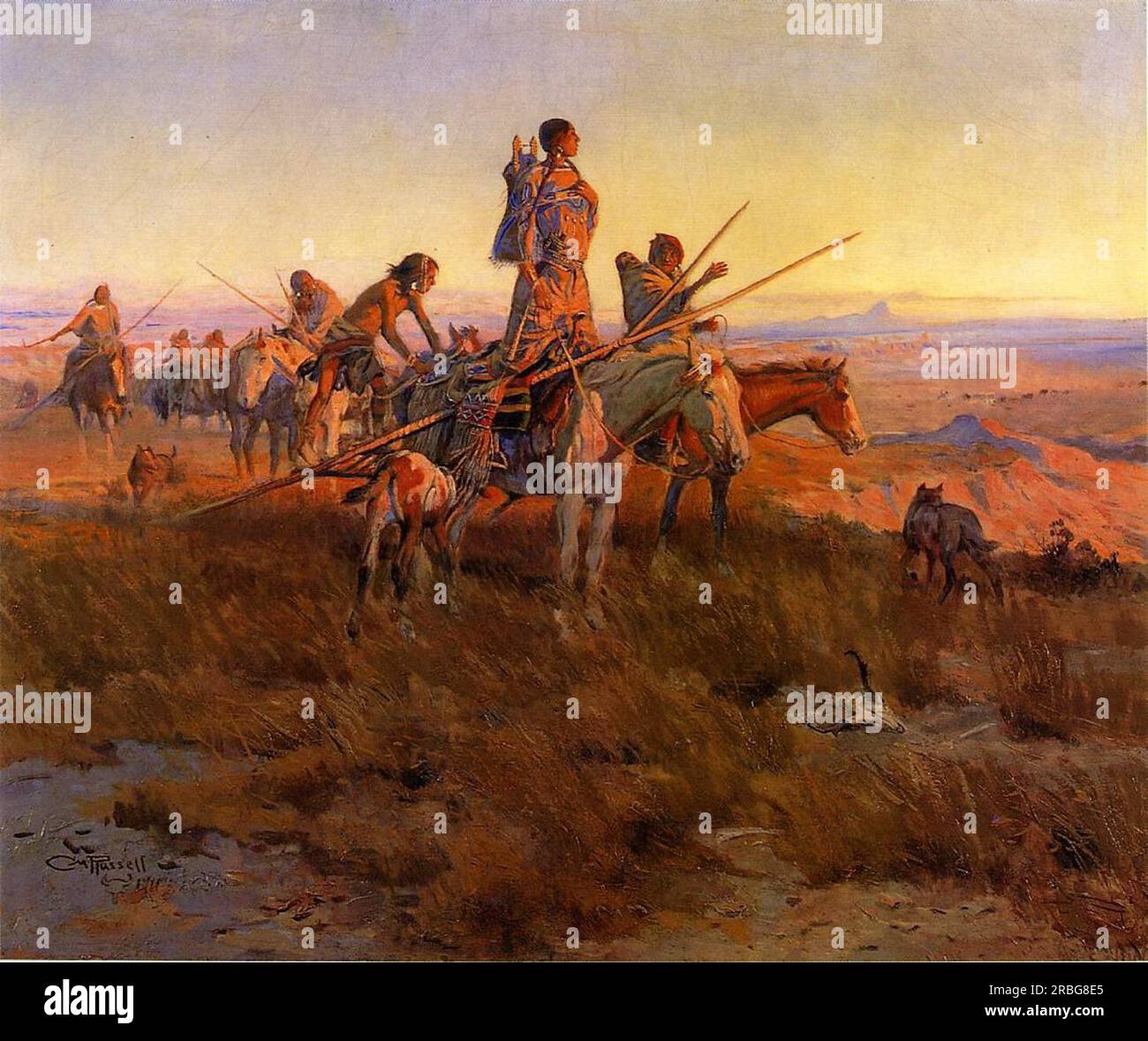 Dans le sillage des Buffalo Hunters 1911 de Charles M. Russell Banque D'Images