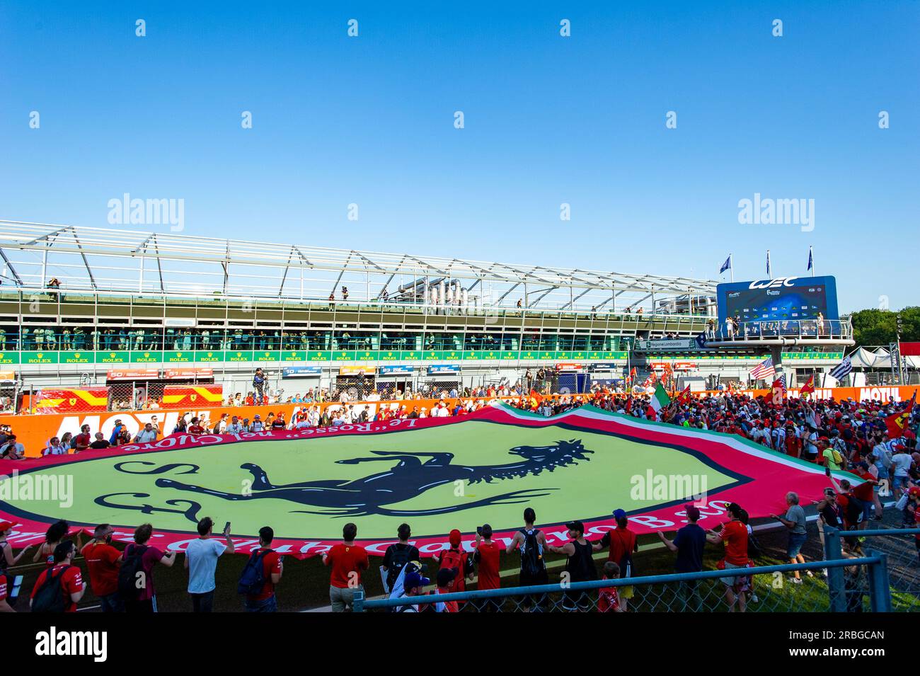 Circuit de Monza, Monza, Lombardie, Italie. 9 juillet 2023. Championnat du monde d'Endurance FIA 2023, 6 heures de Monza ; Ferari Supporters crédit : action plus Sports/Alamy Live News Banque D'Images