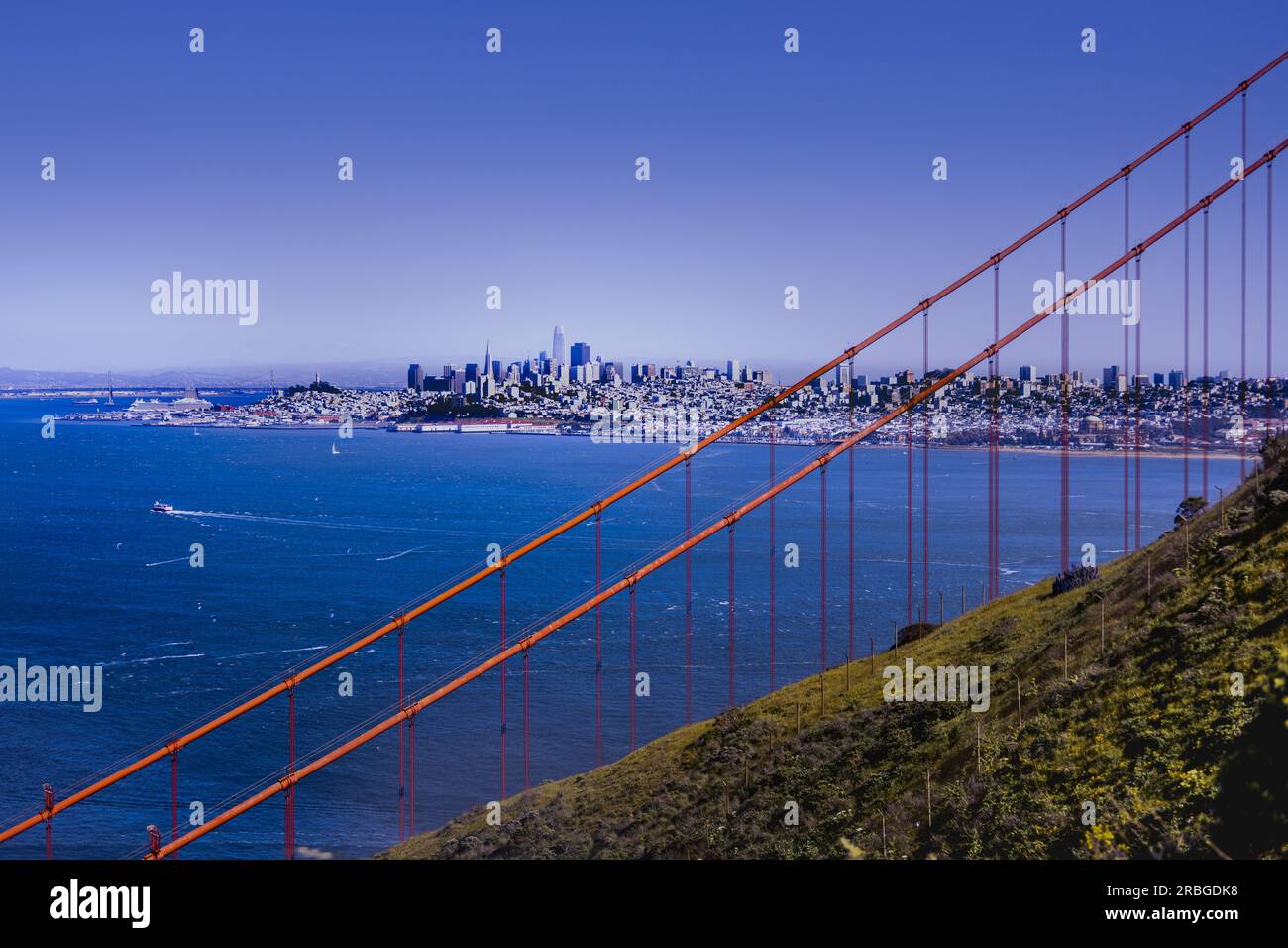 Baie de San Francisco et vue sur la ville avec Golden Gate Bridge Banque D'Images