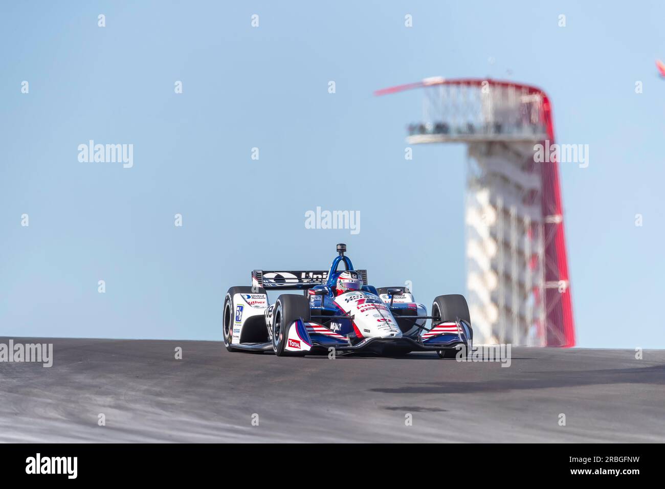 GRAHAM RAHAL (15 ans) des États-Unis passe par les virages pendant les essais de printemps IndyCar au circuit of the Americas à Austin, Texas Banque D'Images