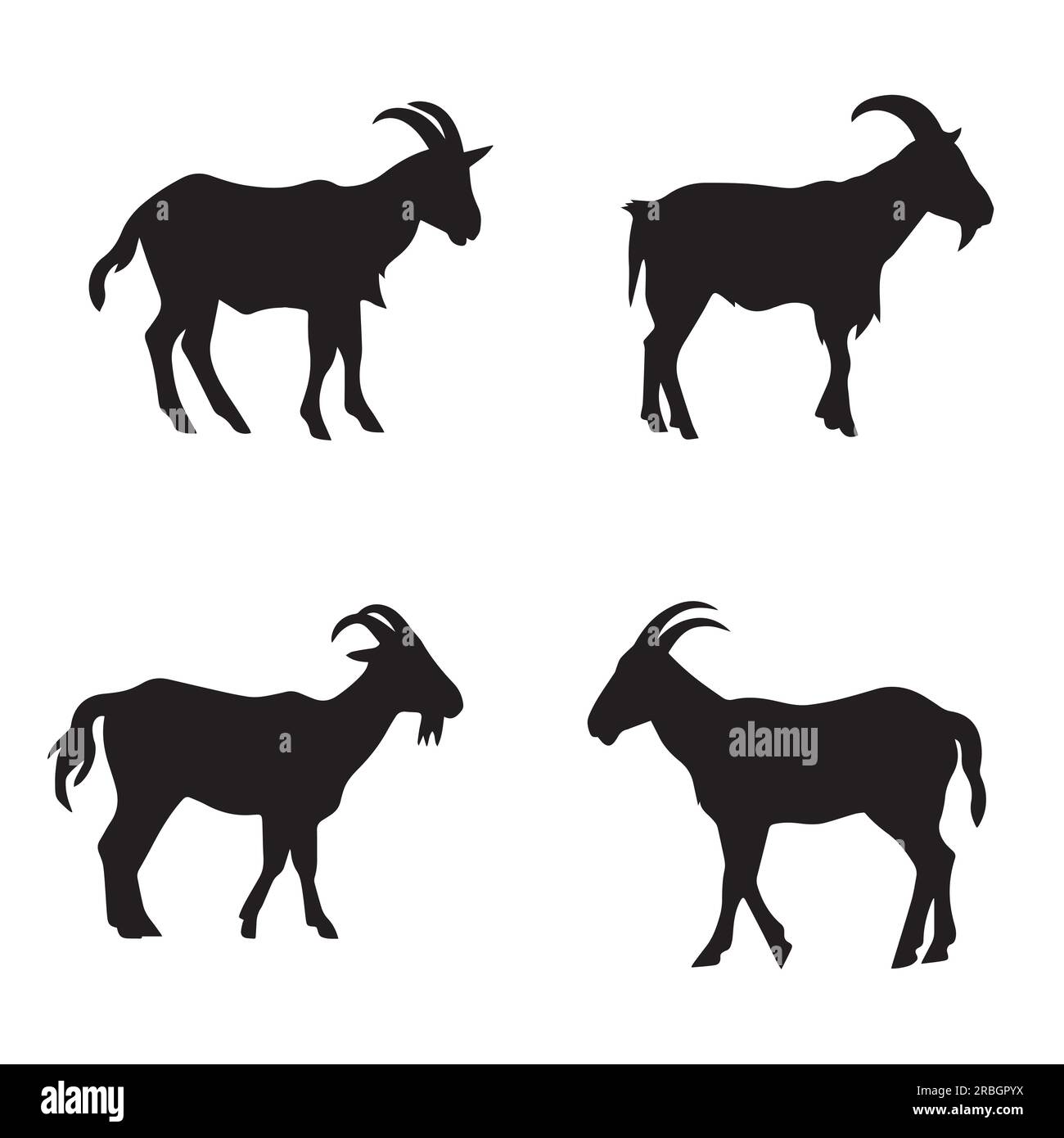 Ensemble d'illustration vectorielle de chèvre de silhouette Illustration de Vecteur