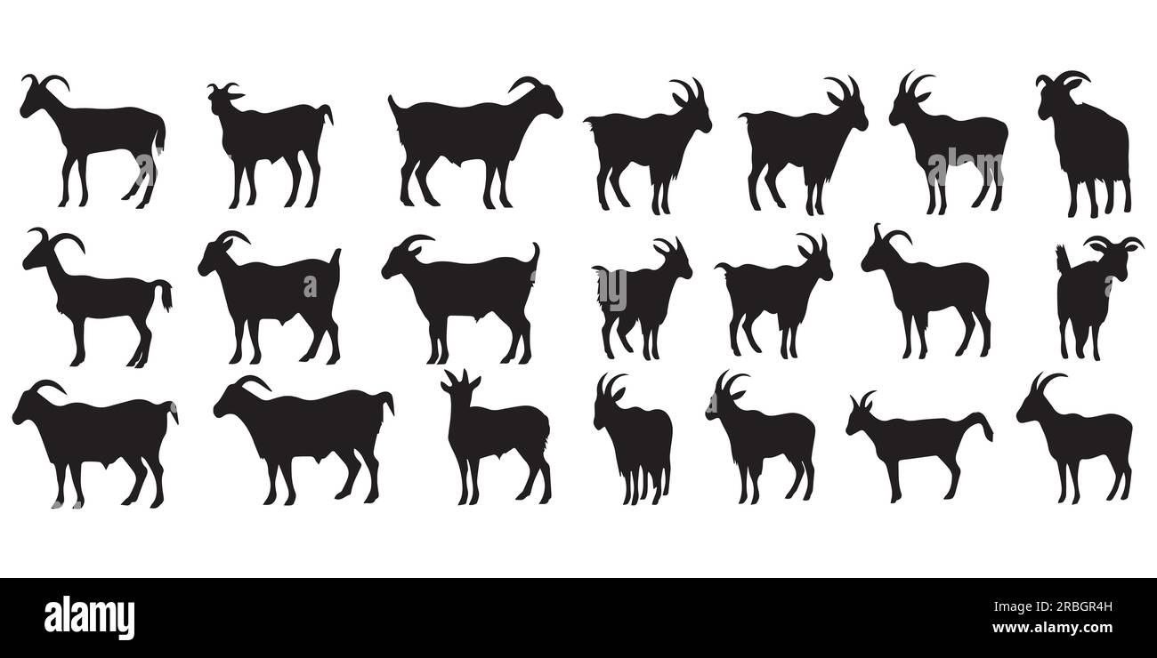 Un ensemble d'illustration vectorielle de chèvre de silhouette Illustration de Vecteur