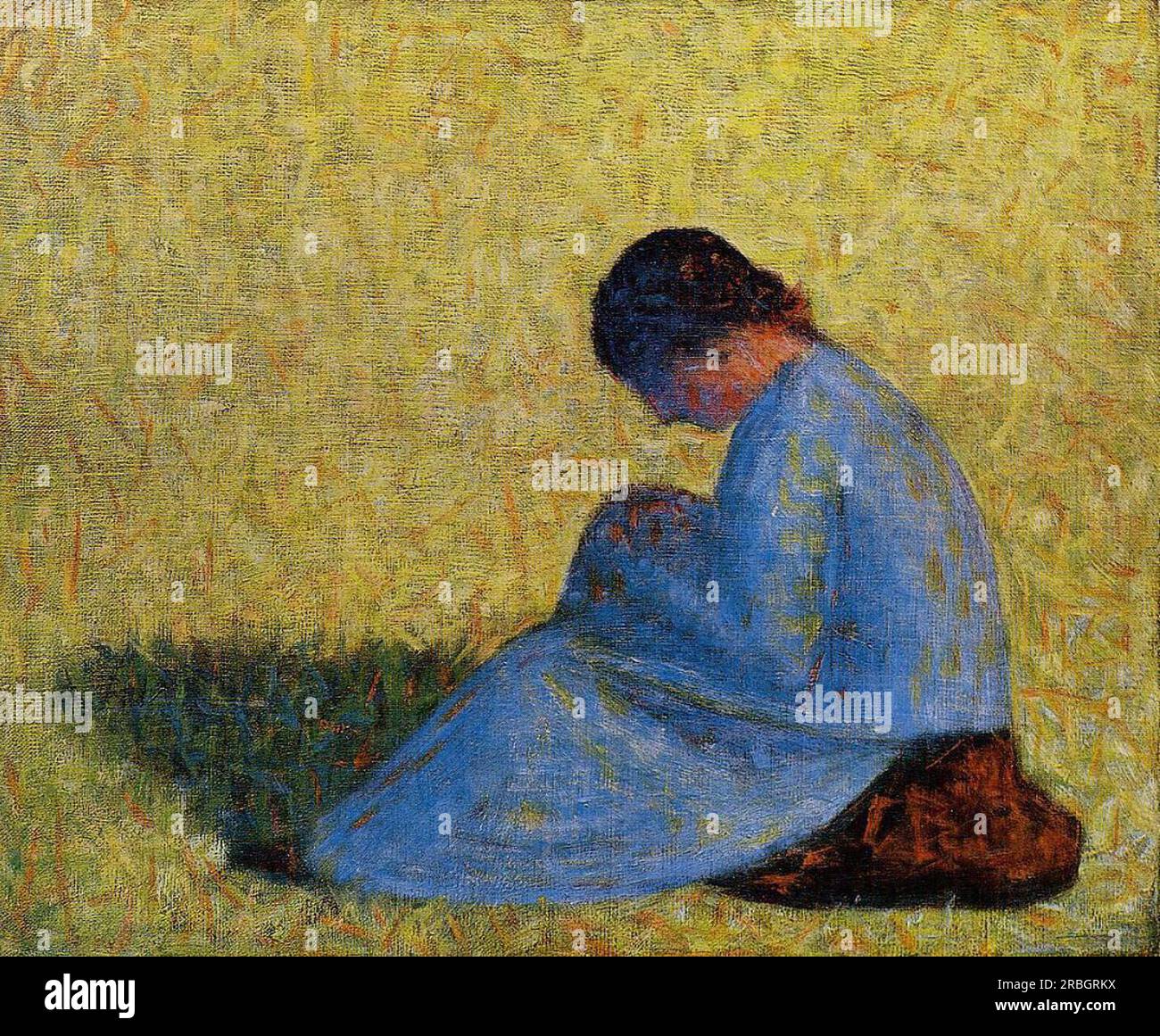 Paysanne assise dans l'herbe 1882 - 1883 ; France de Georges Seurat Banque D'Images