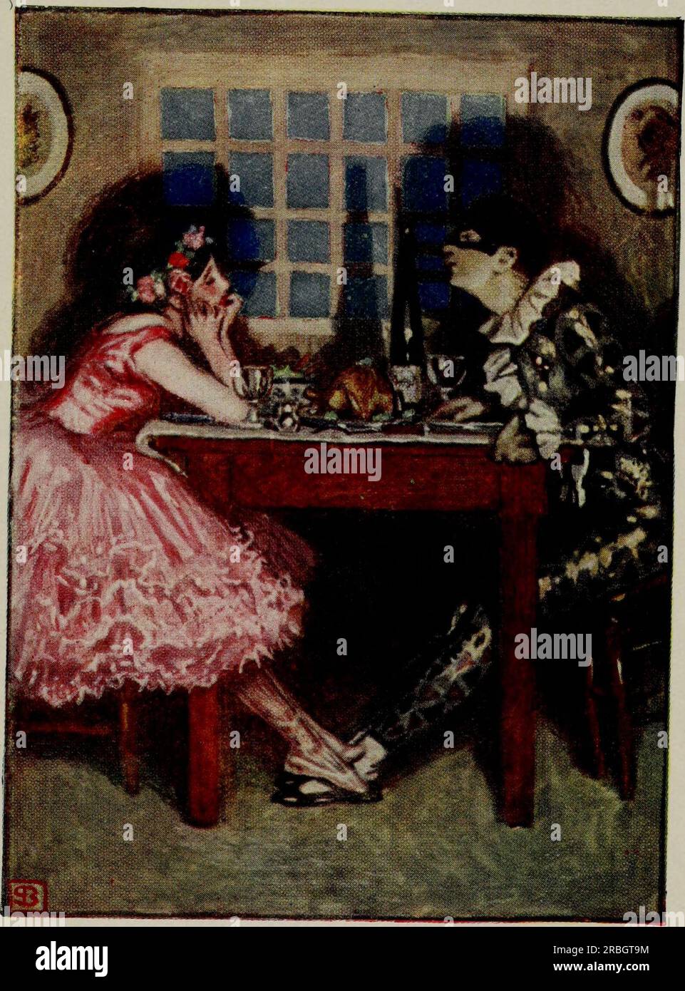 Pagliacci - 'columbine and Harlequin at Supper' 1910 par Byam Shaw Banque D'Images