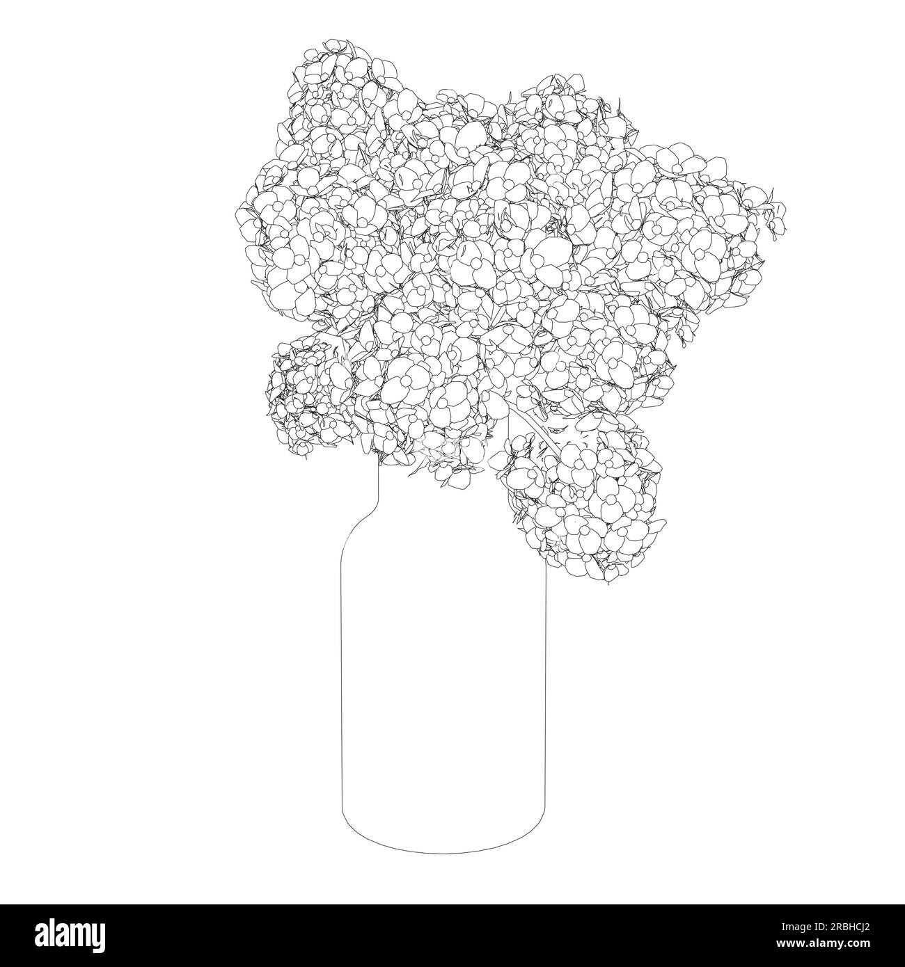 Contours de vases avec des fleurs. Contour de bouquets de fleurs de ligne dans le vase, illustration vectorielle. Illustration de Vecteur