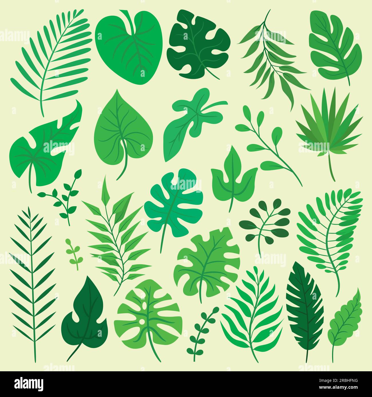 Grand ensemble de feuilles différentes. Illustration de Vecteur