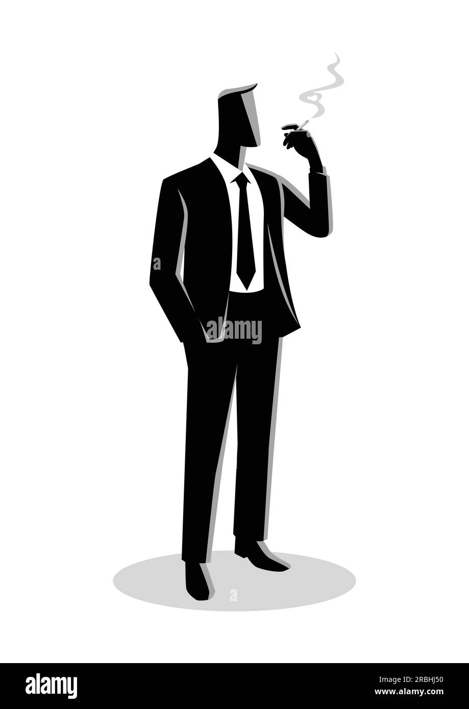 Illustration d'affaires d'un homme d'affaires fumant une cigarette Illustration de Vecteur