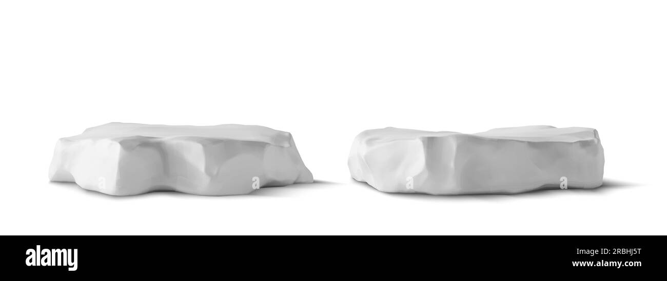 plate-forme de nature de podium de roche de pierre 3d pour le produit cosmétique. Scène de studio minimale pour vitrine de beauté ou de mode. Maquette d'élément de piédestal grunge en ciment gris isolé pour la publicité. Illustration de Vecteur