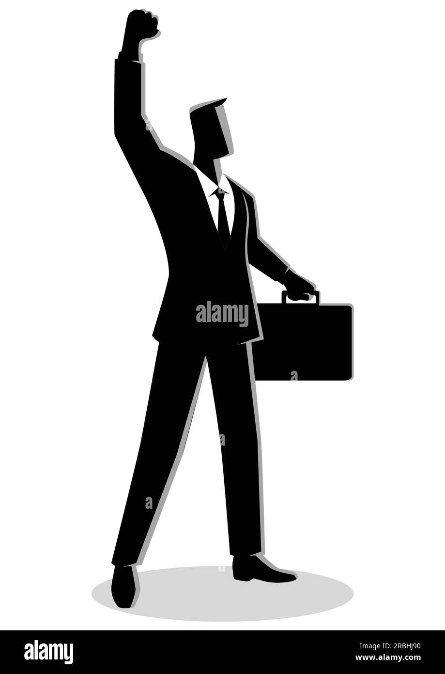 Illustration professionnelle d'un homme d'affaires confiant levant le bras droit Illustration de Vecteur